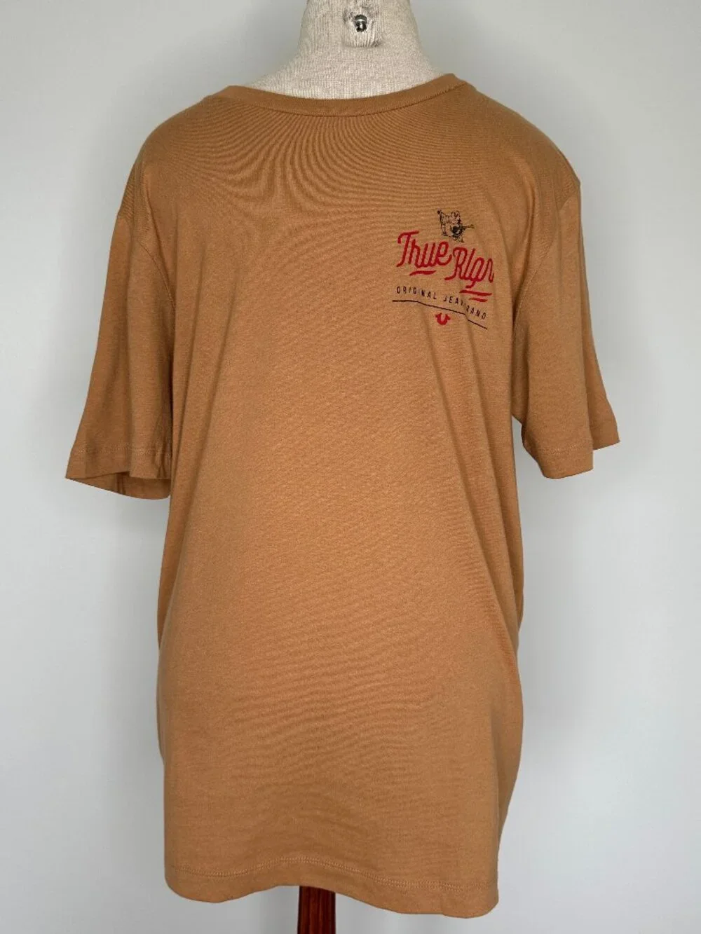 True Religion Men's Graphic Crew Neck Tee Shirt Tan Size Medium